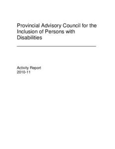 Provincial Advisory Council for the Inclusion of People with Disabilities