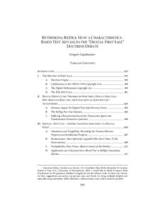 CAPOBIANCO[removed]Do Not Delete[removed]:10 PM RETHINKING REDIGI: HOW A CHARACTERISTICSBASED TEST ADVANCES THE “DIGITAL FIRST SALE” DOCTRINE DEBATE