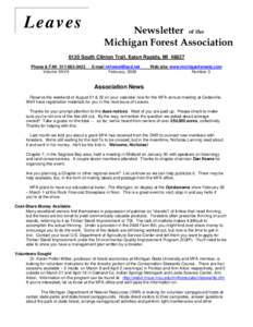 L ea ves  Newsletter of the Michigan Forest Association[removed]South Clinton Trail, Eaton Rapids, MI 48827