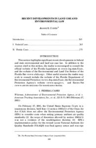 RECENT DEVELOPMENTS IN LAND USE AND ENVIRONMENTAL LAW JEANNE B. CURTIN* Table of Contents  Introduction……...………………………………..………………………265