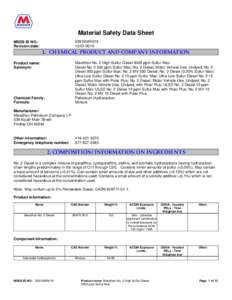 Material Safety Data Sheet 0281MAR019[removed]MSDS ID NO.: Revision date: