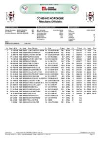 COMBINE NORDIQUE Résultats Officiels JURY DE COMPETITION Délégué Technique: MOUROT MARTIAL D.T. Adjoint: PETIT ARNAUD