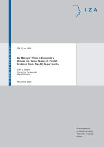 Do Men and Women-Economists Choose the Same Research Fields? Evidence From Top-50 Departments