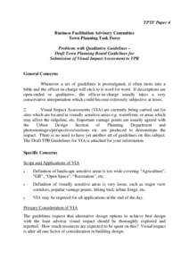 TPTF Paper 4 Business Facilitation Advisory Committee Town Planning Task Force Problems with Qualitative Guidelines – Draft Town Planning Board Guidelines for Submission of Visual Impact Assessment to TPB