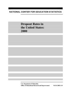 Dropout Rates in the United States:  2000