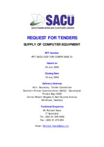 Request for tender / Purchasing / Tender / Business / Procurement / Southern African Customs Union