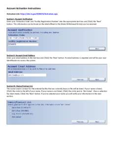Account Activation Instructions For Reporting Water Use Online