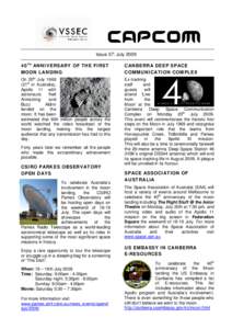 CAPCOM Issue 37: July 2009 40TH ANNIVERSARY OF THE FIRST MOON LANDING  CANBERRA DEEP SPACE
