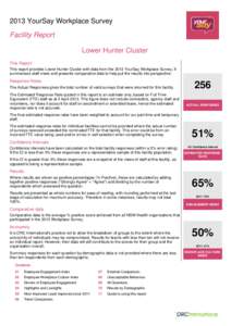 2013 YourSay Workplace Survey Facility Report Lower Hunter Cluster This Report This report provides Lower Hunter Cluster with data from the 2013 YourSay Workplace Survey. It summarises staff views and presents comparativ