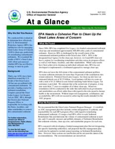 EPA Needs a Cohesive Plan to Clean Up the Great Lakes Areas of Concern, 09-P-0231, September 14, 2009