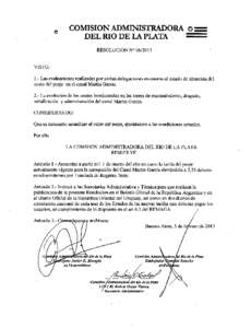 COMISION ADMINISTRADORA DEL RIO DE LA PLATA n=  RESOLUCION W[removed]