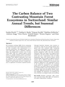 Ecosystems[removed]: 1289–1309 DOI: [removed]s10021[removed]  2011 Springer Science+Business Media, LLC The Carbon Balance of Two Contrasting Mountain Forest