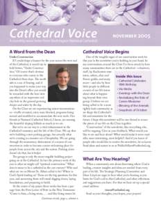 Cathedral Voice  NOVEMBER A monthly news letter from Washington National Cathedral