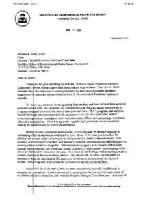 Response Letter from Administrator Johnson to Melanie Marty re: Pesticide-related Health Risks to Farm Workers and their Children