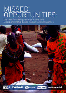Missed opportunities: the case for strengthening national and local partnership-based humanitarian responses