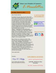 Boone Area Chamber of Commerce  E-Newsletter Monday, March 31, 2014 Dear Chamber Member,