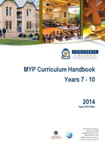 MYP Curriculum Handbook Years[removed]August 2013 Edition