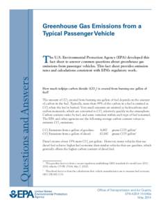 Greenhouse Gas Emissions from a Typical Passenger Vehicle (EPA-420-F-14-040a, May 2014)