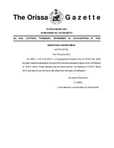 The Orissa  Gazette EXTRAORDINARY PUBLISHED BY AUTHORITY