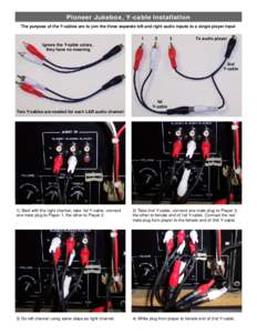 Pioneer Jukebox, Y-cable Installation The purpose of the Y-cables are to join the three separate left and right audio inputs to a single player input 1 2