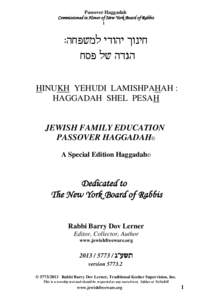Passover Haggadah Commissioned in Honor of New York Board of Rabbis 1 :dgtynl icedi jepig gqt ly dcbd