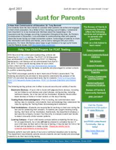 Just for Parents Newsletter - April 2013