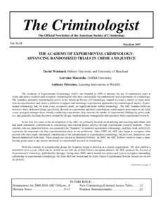 Page 1  The Criminologist The Criminologist The Official Newsletter of the American Society of Criminology