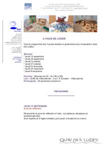 Comité Local d’Action Sociale (CLAS) du CNRS 2 avenue Albert EinsteinVILLEURBANNE cedex T : 56 57 – F :  -  http://regionce.caes.cnrs.fr Quai des ludes