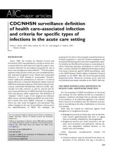 CDC/NHSN surveillance definition of healthcare-associated infection and criteria for specific types of infections in the acute care setting