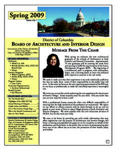 Spring 2009 Volume 4, No. 1 District of Columbia  Board of Architecture and Interior Design