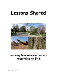 Lessons Shared  Learning how communities are responding to EAB  Last revised[removed]