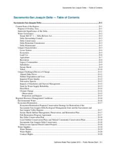 Sacramento-San Joaquin Delta — Table of Contents  Sacramento-San Joaquin Delta — Table of Contents Sacramento-San Joaquin Delta ........................................................................................