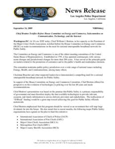 News Release Los Angeles Police Department Los Angeles, California September 24,2009