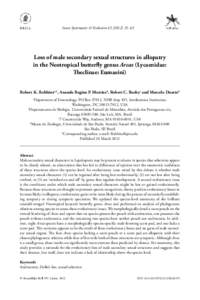 Insect Systematics & Evolution[removed]–65  brill.nl/ise Loss of male secondary sexual structures in allopatry in the Neotropical butterfly genus Arcas (Lycaenidae: