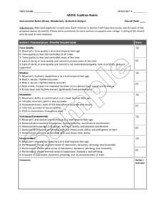 FIRST NAME: _____________  APPLICANT #: _________ MUSIC Audition Rubric Instrumental Rubric (Brass, Woodwinds, Orchestral Strings)