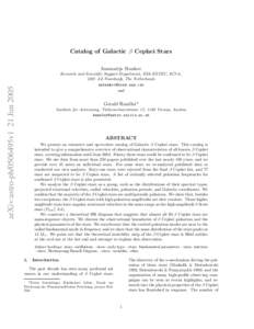 Catalog of Galactic β Cephei Stars Anamarija Stankov