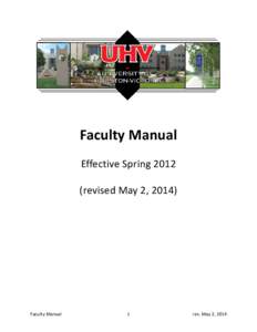 Faculty Manual Effective Spring[removed]revised May 2, 2014) Faculty Manual