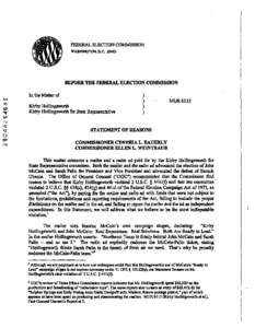 FEDERAL ELECTION COMMISSION WASHINGTON, D.C[removed]BEFORE THE FEDERAL ELECTION COMMISSION In the Matter of