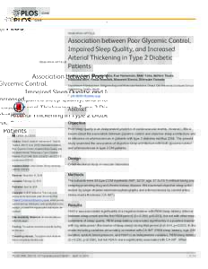 Association between Poor Glycemic Control, Impaired Sleep Quality, and Increased Arterial Thickening in Type 2 Diabetic Patients