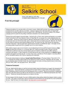 Sept[removed]Volume 3, Issue 2 Selkirk School News Phone: [removed]Fax: [removed]