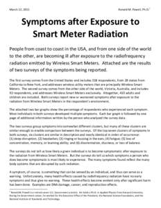 March 12, 2015  Ronald M. Powell, Ph.D.1 Symptoms after Exposure to Smart Meter Radiation