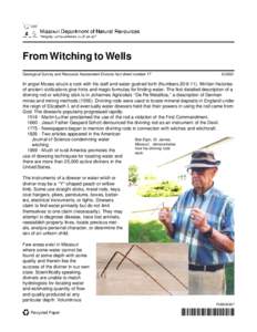 From Witching to Wells Geological Survey and Resource Assessment Division fact sheet number[removed]In anger Moses struck a rock with his staff and water gushed forth (Numbers 20:[removed]Written histories