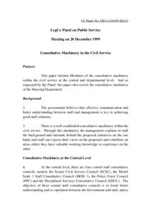LC Paper No. CB[removed])  LegCo Panel on Public Service Meeting on 20 December[removed]Consultative Machinery in the Civil Service