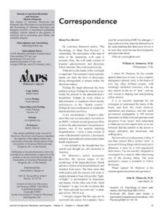 Journal of American Physicians and Surgeons Mission Statement The Journal of American Physicians and Surgeons, the official peer-reviewed journal of the Association of American Physicians and