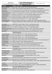 MGIX-MM The Ninth Marcel Grossmann Meeting Participant List of Participants (by Alphabetical order)