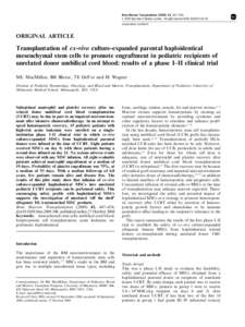 Bone Marrow Transplantation[removed], 447–454 & 2009 Macmillan Publishers Limited All rights reserved[removed] $32.00 www.nature.com/bmt  ORIGINAL ARTICLE