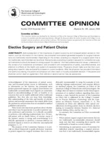 The American College of Obstetricians and Gynecologists WOMEN’S HEALTH CARE PHYSICIANS COMMITTEE OPINION Number 578 • November 2013
