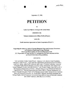 .  September 17,1998 PETITION on