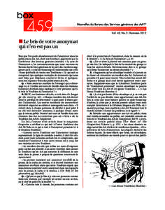Box459_fall_12_FRENCH_Box459[removed]:43 Page 1  Nouvelles du Bureau des Services généraux des AAM D w w w .aa.o rg Vo l. 45, N o . 3 /Auto mne 2012