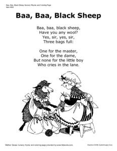 Baa, Baa Black Sheep  Nursery Rhyme and Coloring Page